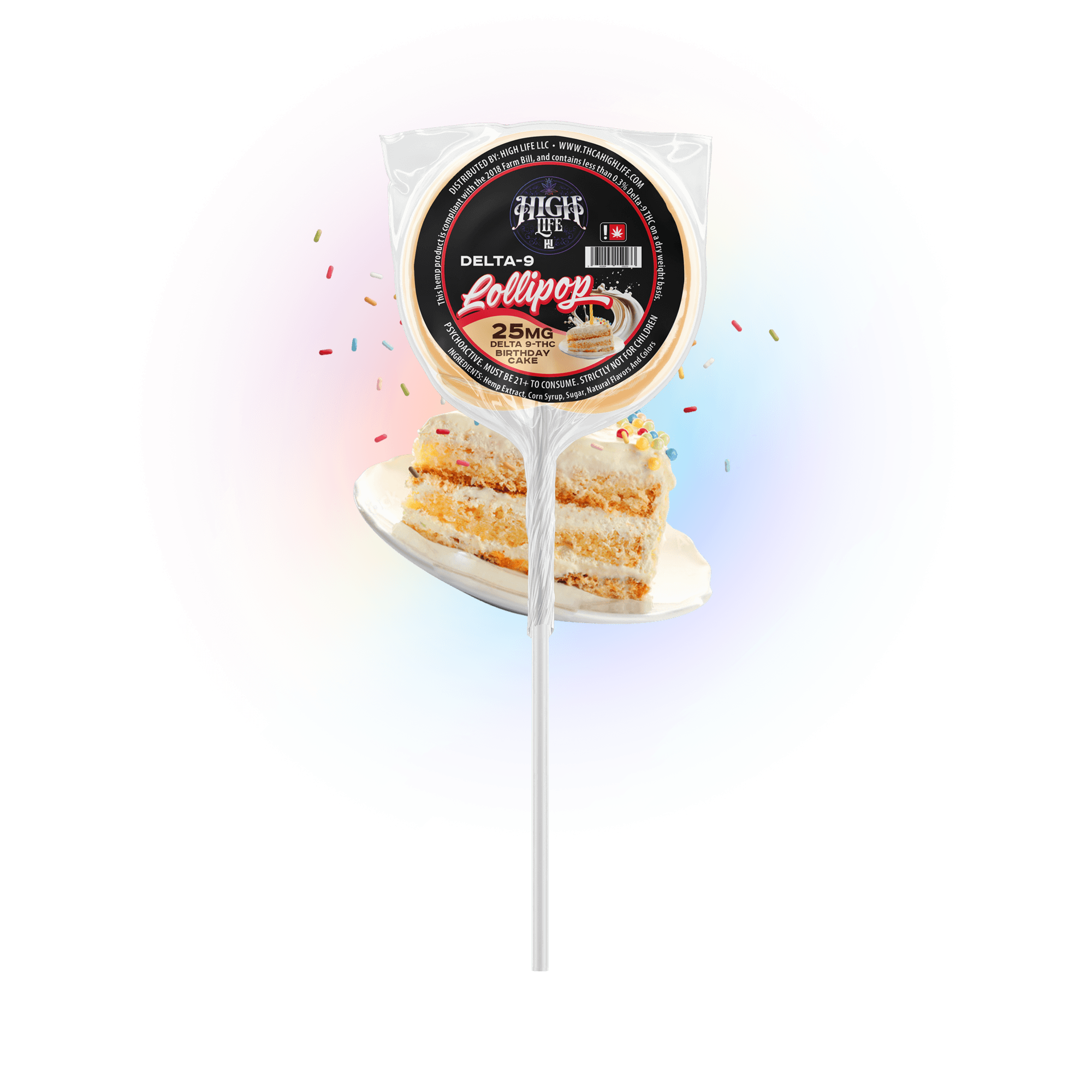 Delta 9 THC Lollipops | 25mg | Birthday Cake
