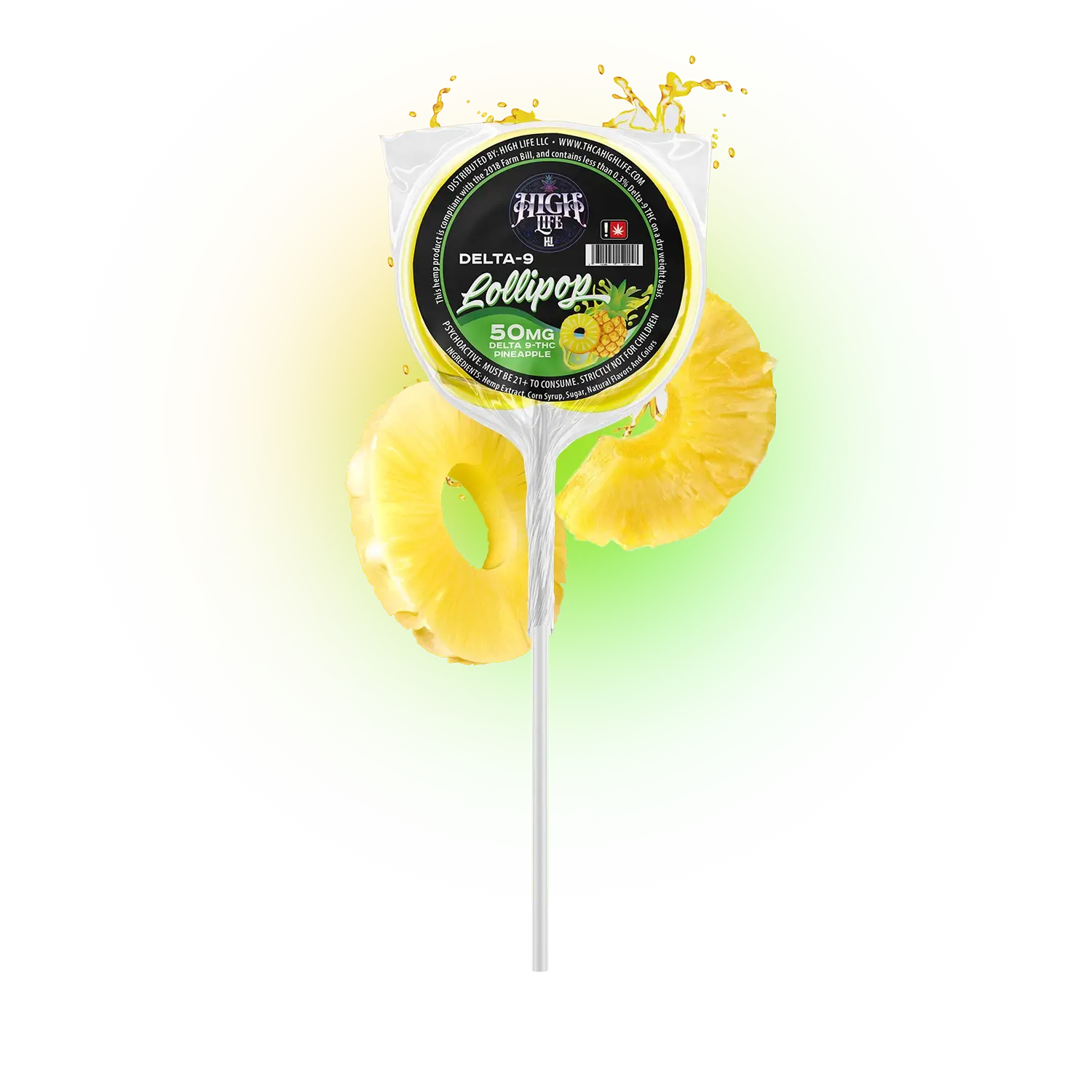 Delta 9 THC Lollipops | 50mg | Pineapple