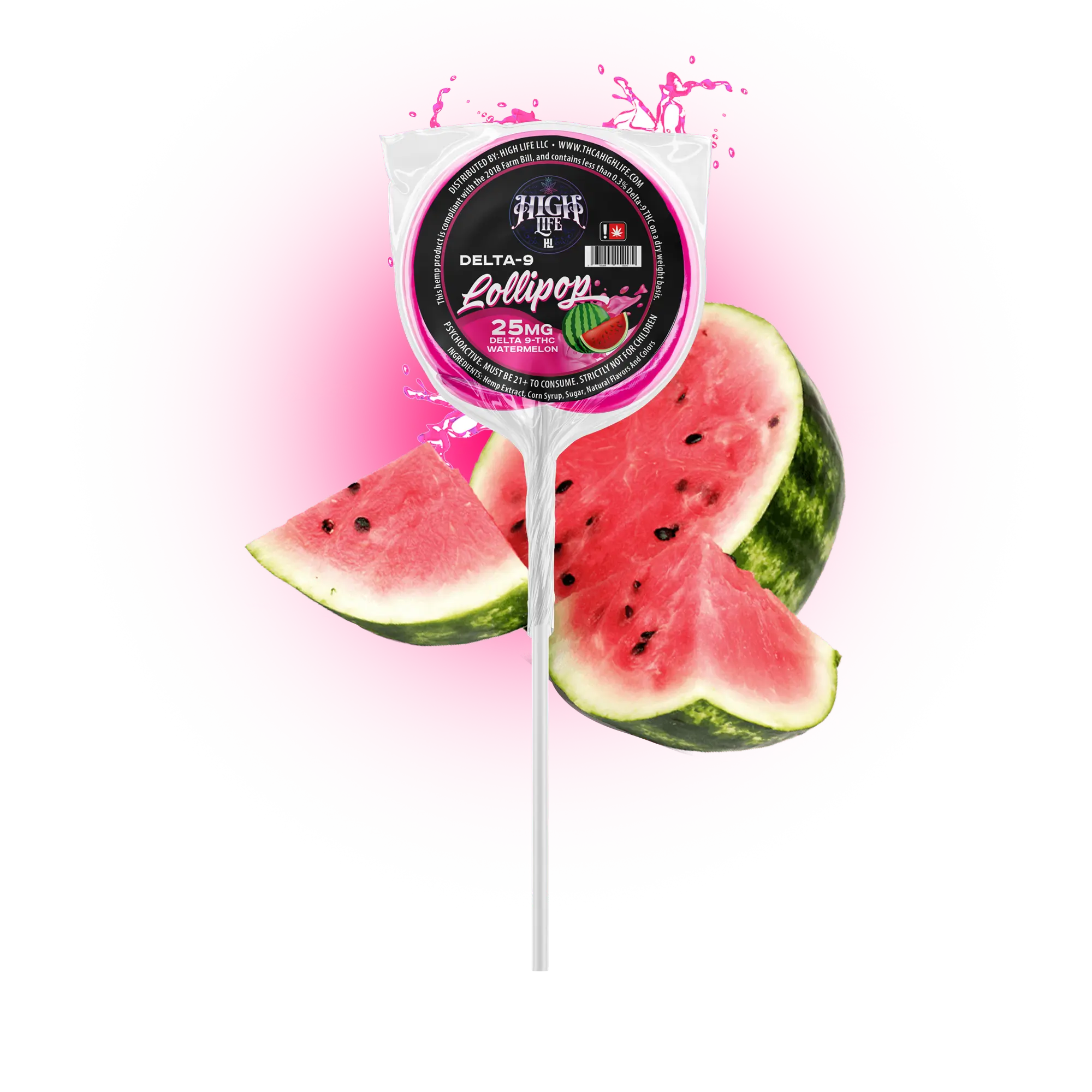 Delta 9 THC Lollipops | 25mg | Watermelon